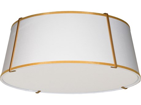 Dainolite Trapezoid 4-Light Gold White Drum Flush Mount