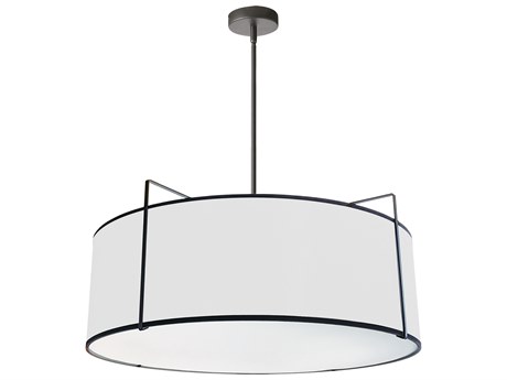 Dainolite Trapezoid 4-Light Black White Drum Pendant