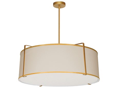 Dainolite Trapezoid 4-Light Gold Off White Drum Pendant