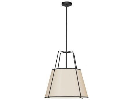 Dainolite Trapezoid 3-Light Black Off White Drum Pendant