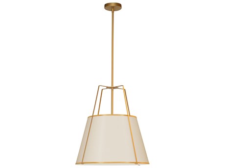 Dainolite Trapezoid 3-Light Gold Off White Drum Pendant