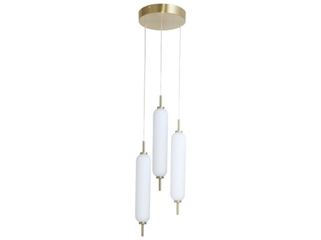 Dainolite Typha 3-Light Aged Brass Cylinder Mini Pendant