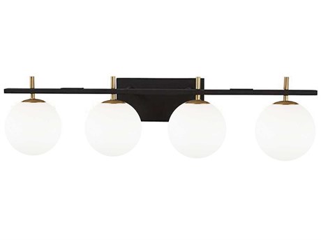 Dainolite Vivaldi 4-Light Matte Black Aged Brass Vanity Light