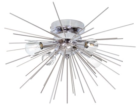 Dainolite Vega 4-Light Silver Polished Chrome Sputnik Flush Mount
