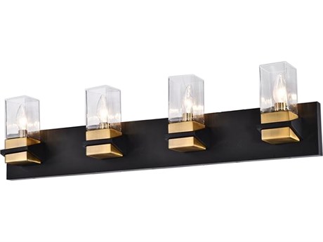 Dainolite Veronica 4-Light Matte Black Aged Brass Vanity Light