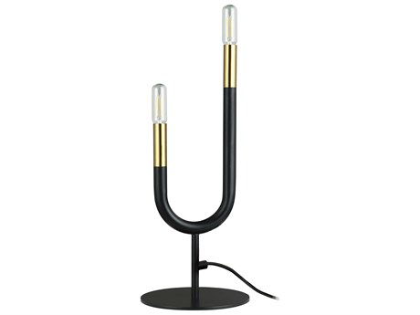 Dainolite Wand Matte Black Aged Brass Table Lamp