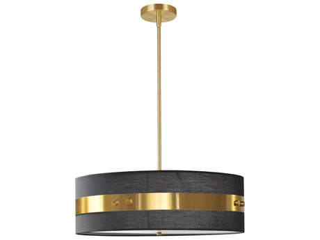 Dainolite Willshire 4-Light Black Aged Brass Round Pendant