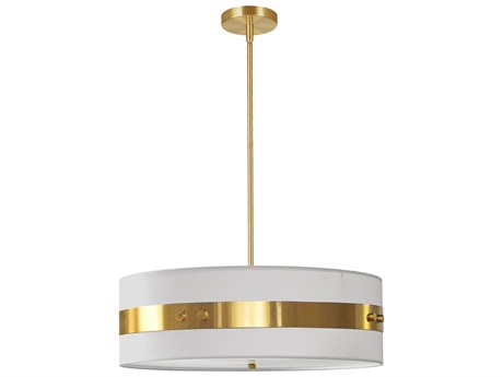 Dainolite Willshire 4-Light Aged Brass White Round Pendant