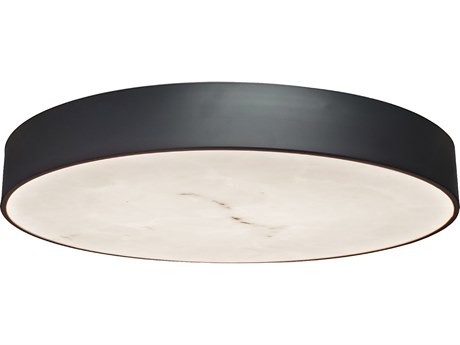Dainolite Walsh 1-Light Alabaster Matte Black Round Flush Mount