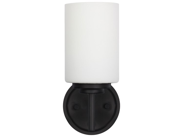 Photos - Chandelier / Lamp Dainolite Wynona Matte Black Wall Sconce in Opal White WYN-51W-MB
