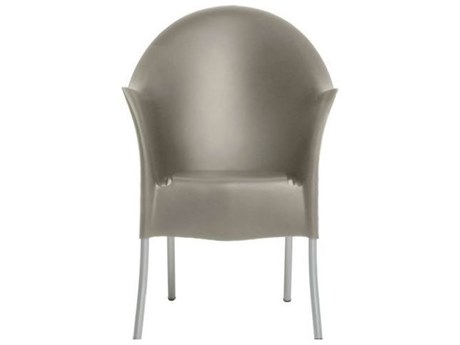 Driade Outdoor Lord Yo Aluminum Polypropylene Stackable Dining Arm Chair in Light Grey