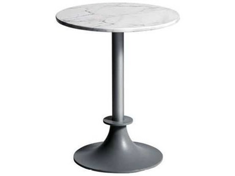 Driade Outdoor Lord Yi Aluminum 23.6'' Round Carrara Marble Top Bistro Table in White/Aluminum Grey