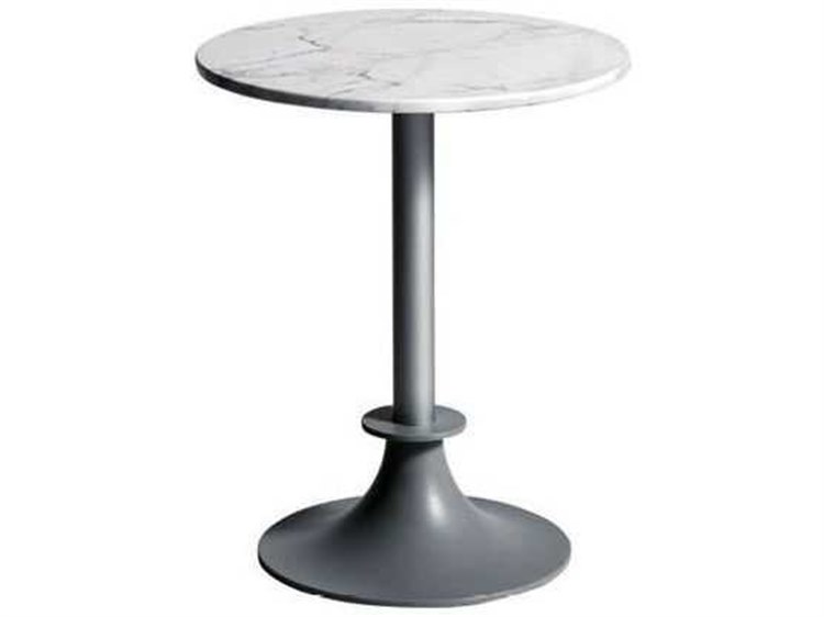Driade Outdoor Lord Yi Aluminum 23.6'' Round Carrara Marble Top Bistro Table in White/Aluminum Grey