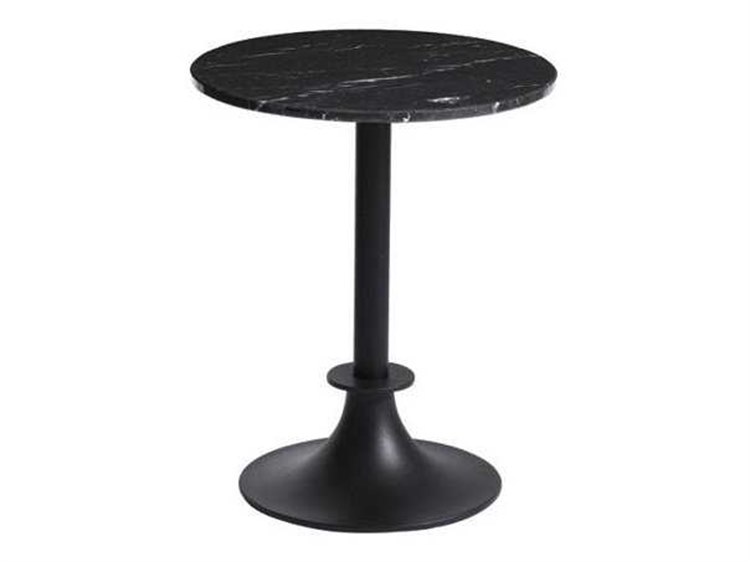 Driade Outdoor Lord Yi Aluminum 23.6'' Round Marquina Marble Top Bistro Table in Black/Anthracite Grey