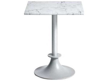 Driade Outdoor Lord Yi Aluminum 23.6'' Square Carrara Marble Top Bistro Table in White/Anthracite Grey