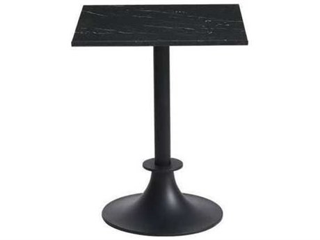 Driade Outdoor Lord Yi Aluminum 23.6'' Square Marquina Marble Top Bistro Table in Black/Anthracite Grey