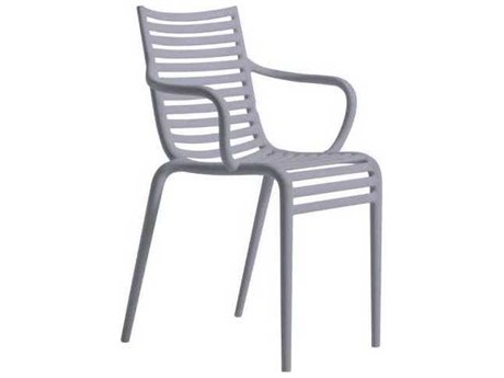 Driade Outdoor Pip-e Polypropylene Monobloc Stackable Dining Arm Chair in Lavender Grey