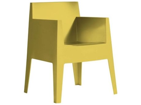 Driade Outdoor Quick Ship Toy Polypropylene Monobloc Stackable Dining Arm Chair in Mustard Yellow