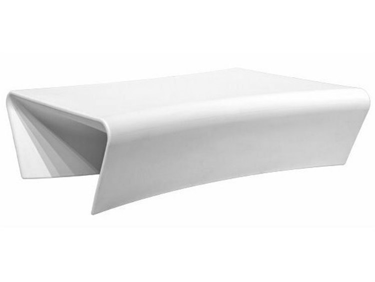 Driade Outdoor Quick Ship Pile Grade Pile Piaffe Polyenthlene Monobloc White 48''W x 35.4''D Rectangular Coffee Table