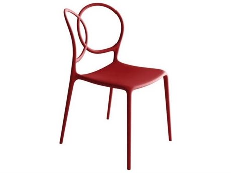 Driade Outdoor Sissi Polypropylene Stackable Dining Side Chair in Red