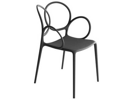 Driade Outdoor Sissi Recycled Stackable Dining Arm Chair in Dark Grey