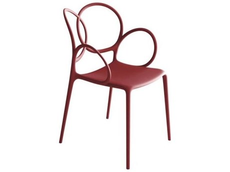 Driade Outdoor Quick Ship Sissi Polypropylene Stackable Dining Arm Chair in Red