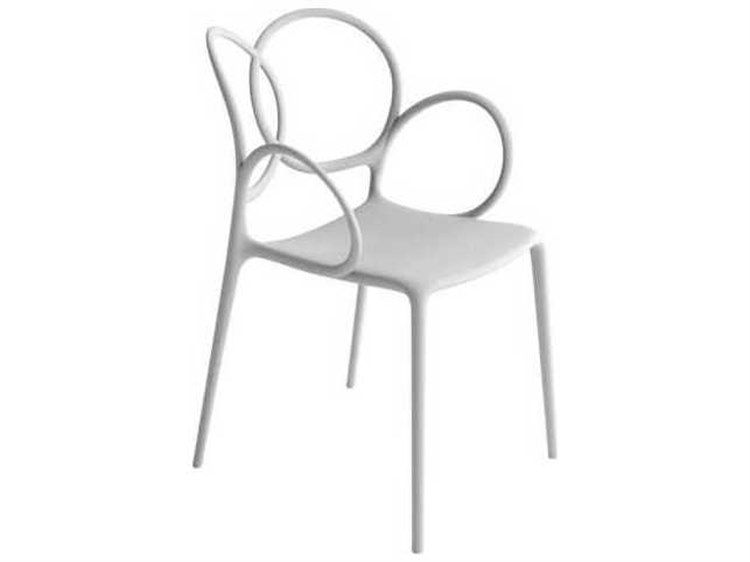 Driade Outdoor Sissi Recycled Stackable Dining Arm Chair in White