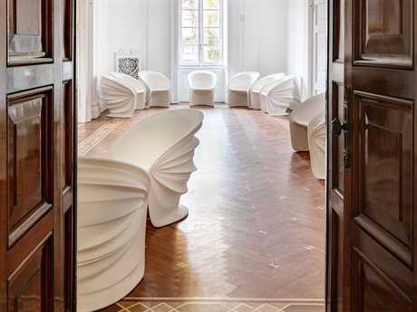 Driade Modesty Veiled Polyethylene Monobloc Lounge Chair Set in White