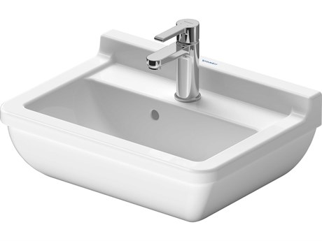 Duravit Starck 3 20'' Ceramic White High Gloss Sink with 3 Faucet Hole
