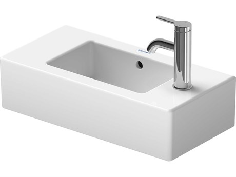Duravit Vero 20'' Ceramic White High Gloss Hand Sink with 1 Left Side Faucet Hole