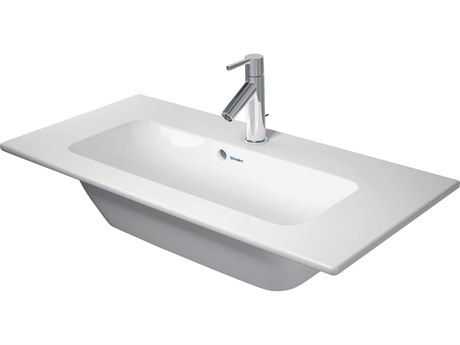 Duravit Me By Starck 33'' Ceramic White Satin Matt Sink with 1 Faucet Hole