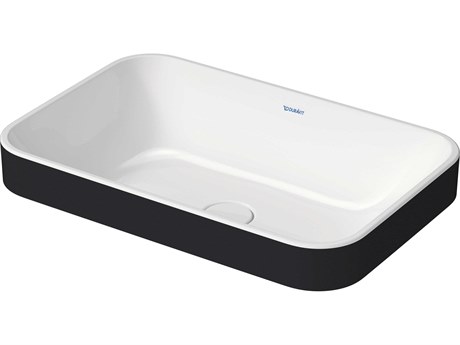 Duravit Happy D.2 24'' White/Anthracite Matt Washbowl Sink with No Faucet Hole