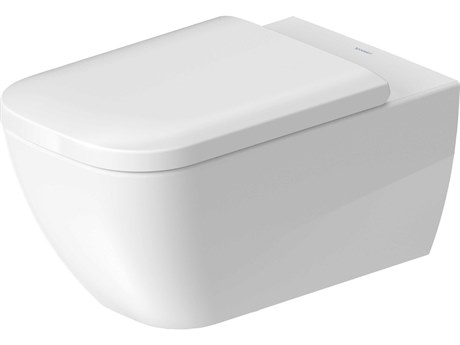 Duravit Happy D.2 14'' Ceramic White High Gloss Wall-Mounted Toilet - 1.59 GPF - HygieneGlaze