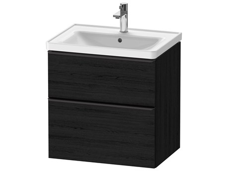Duravit D-neo 25'' Black Oak Matt 2-Drawers Wall Mount Vanity