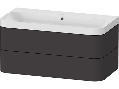 Duravit Happy D.2 38'' Graphite Super Matt Wall-Mounted Set of Sink and Vanity