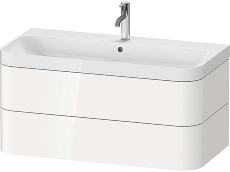 Duravit Happy D.2 38'' White High Gloss Wall-Mounted Set of Sink and Vanity with 1 Faucet Hole
