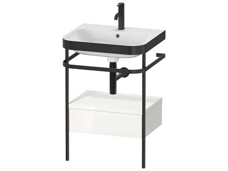 Duravit Happy D.2 23'' White High Gloss Set of Sink and Console with 1 Faucet Hole