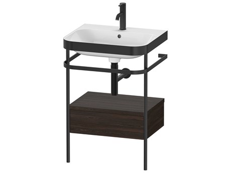 Duravit Happy D.2 23'' Walnut (Brushed) Matt Set of Sink and Console with 1 Faucet Hole