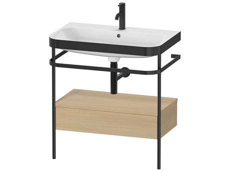 Duravit Happy D.2 31'' Mediterranean Oak Matt Set of Sink and Console with 1 Faucet Hole