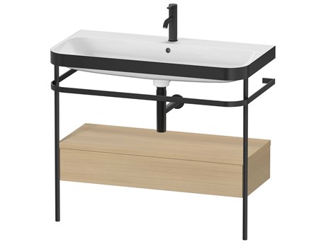 Duravit Happy D.2 39'' Mediterranean Oak Matt Set of Sink and Console with 1 Faucet Hole