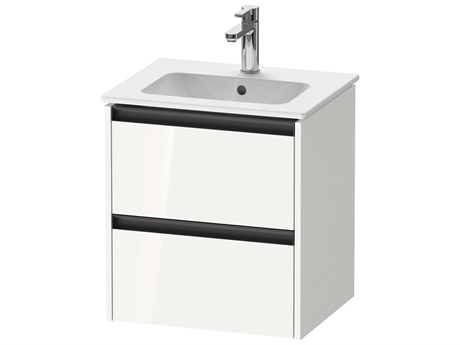 Duravit Ketho.2 item 20" Two Drawer White High Gloss Wall-Mounted Vanity Unit