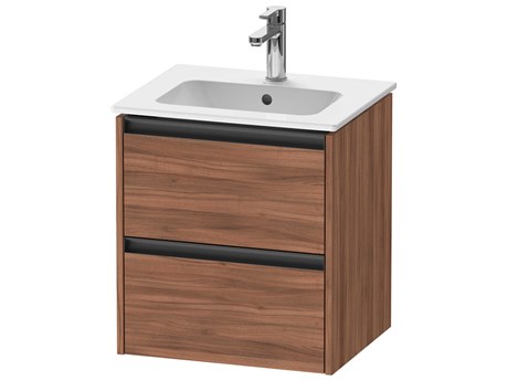 Duravit Ketho.2 item 20" Two Drawer Walnut Matt Wall-Mounted Vanity Unit