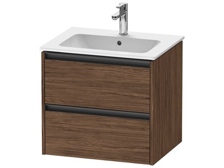 Duravit Ketho.2 item 24" Two Drawer Walnut (Dark) Matt Wall-Mounted Vanity Unit