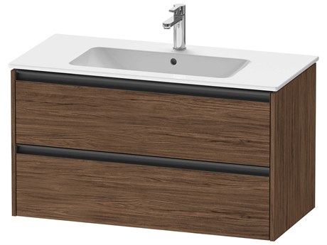 Duravit Ketho.2 item 40" Two Drawer Walnut (Dark) Matt Wall-Mounted Vanity Unit