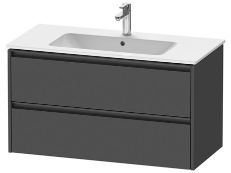 Duravit Ketho.2 item 40" Two Drawer Graphite Matt Wall-Mounted Vanity Unit