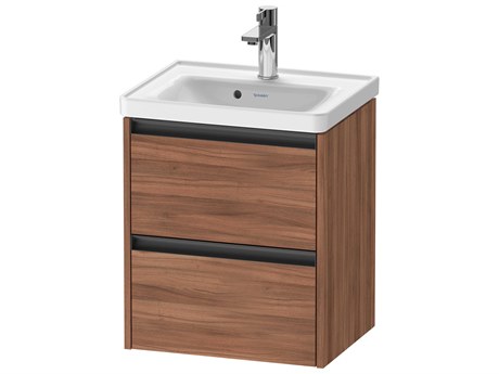 Duravit Ketho.2 item 19'' Two Drawer Walnut Matt Wall-Mounted Vanity Unit