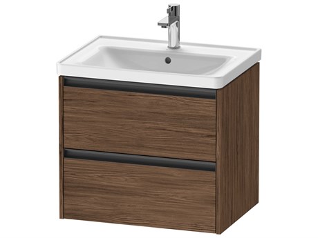 Duravit Ketho.2 item 25" Two Drawer Walnut (Dark) Matt Wall-Mounted Vanity Unit
