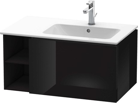 Duravit L-cube 32'' Black High Gloss Wall-Mounted Vanity Unit (2 Left Side Open Compartments)