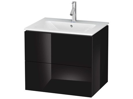 Duravit L-cube 24'' Two Drawer Black High Gloss Wall-Mounted Vanity Unit