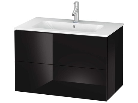 Duravit L-cube 32'' Two Drawer Black High Gloss Wall-Mounted Vanity Unit